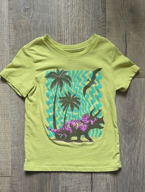 Cat & Jack Lime Green Dinosaur Palm Graphic Tee
